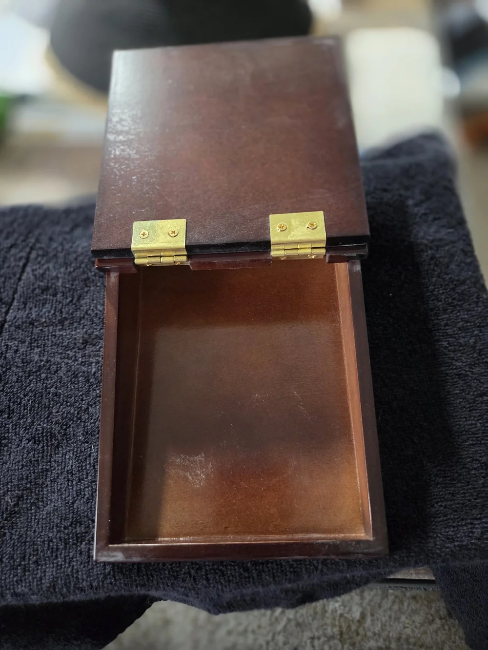 Bombay Dark Brown Wood Note/ Post It Box with Gold Hinges
